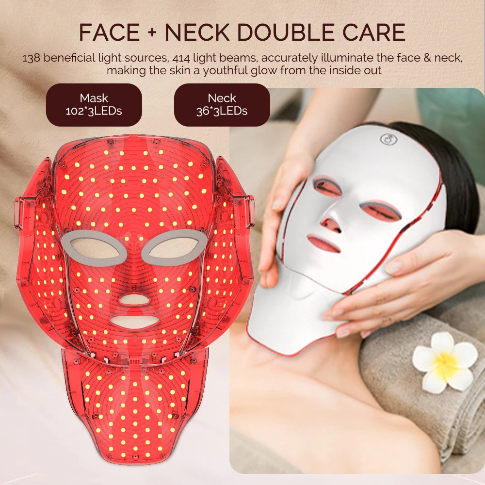 ForeverLily 7-Color LED Face & Neck Mask - Professional Skin Care at Home