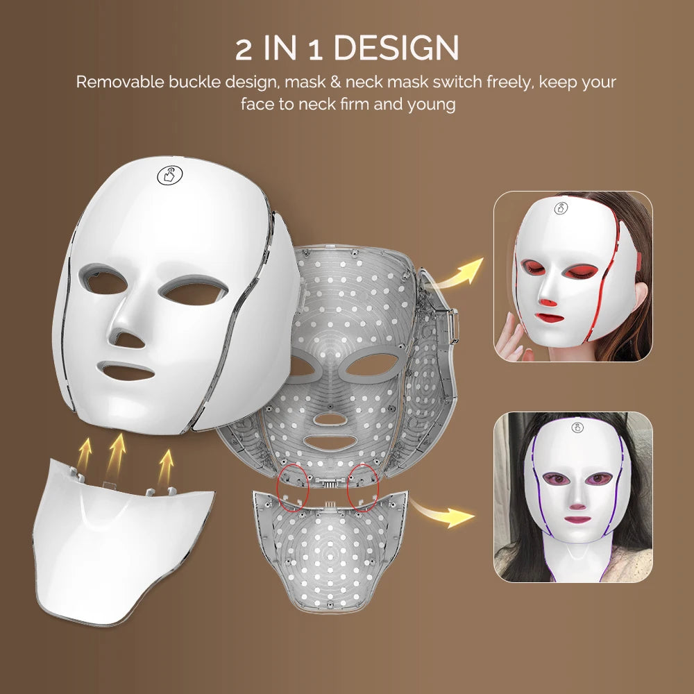 ForeverLily 7-Color LED Face & Neck Mask - Professional Skin Care at Home