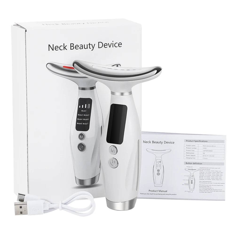 LED Neck & Face Lifting Massager – 7-Color Photon Therapy & Heating Vibration