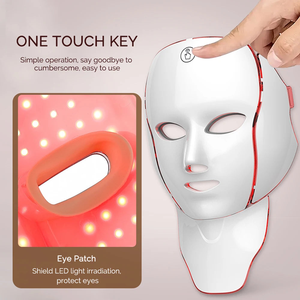 ForeverLily 7-Color LED Face & Neck Mask - Professional Skin Care at Home