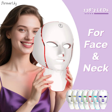 ForeverLily 7-Color LED Face & Neck Mask - Professional Skin Care at Home