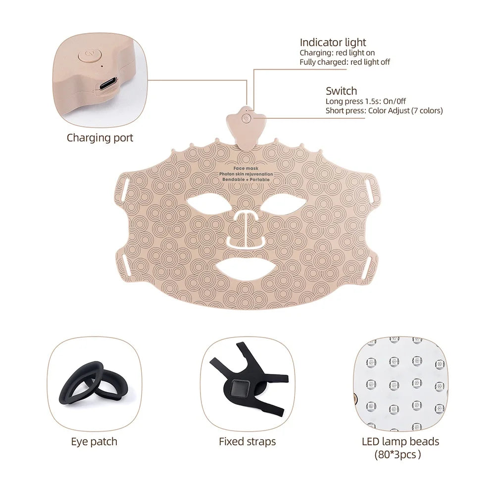 7 Colors Photon Silicone Face LED Mask