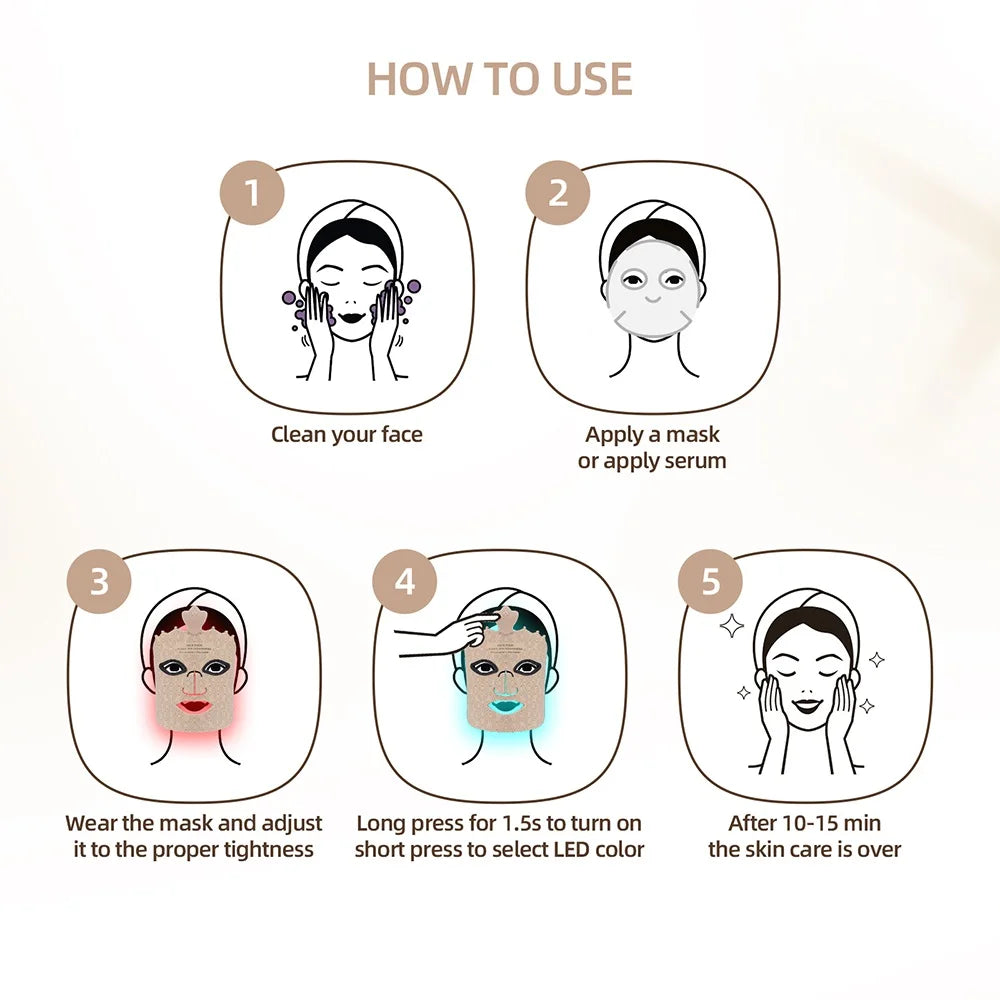 7 Colors Photon Silicone Face LED Mask