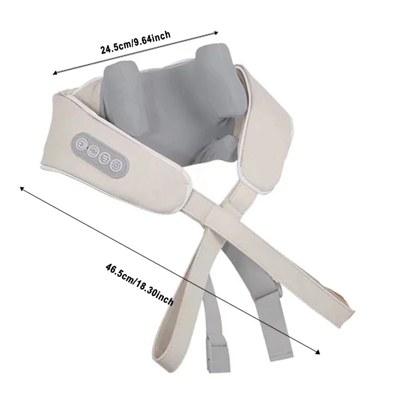 Wireless Neck & Shoulder Massager – Bionic Kneading + Low Heat (USB Rechargeable)