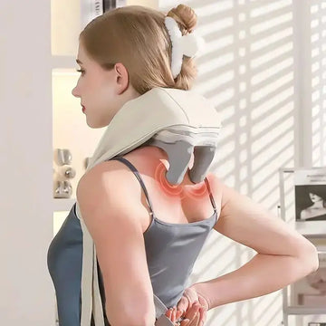 Wireless Neck & Shoulder Massager – Bionic Kneading + Low Heat (USB Rechargeable)